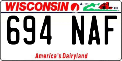 WI license plate 694NAF