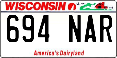 WI license plate 694NAR