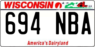 WI license plate 694NBA
