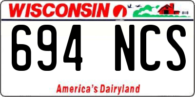 WI license plate 694NCS