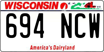 WI license plate 694NCW