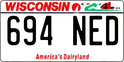 WI license plate 694NED