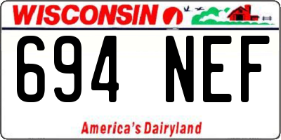 WI license plate 694NEF