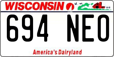 WI license plate 694NEO