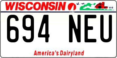 WI license plate 694NEU