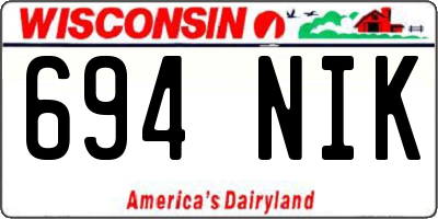 WI license plate 694NIK