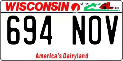 WI license plate 694NOV