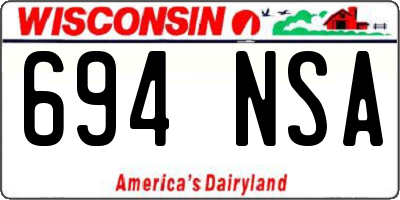 WI license plate 694NSA
