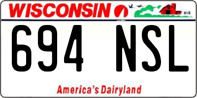 WI license plate 694NSL