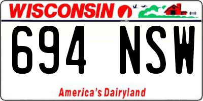 WI license plate 694NSW