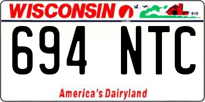WI license plate 694NTC