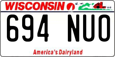 WI license plate 694NUO