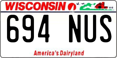 WI license plate 694NUS