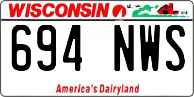 WI license plate 694NWS