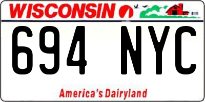 WI license plate 694NYC