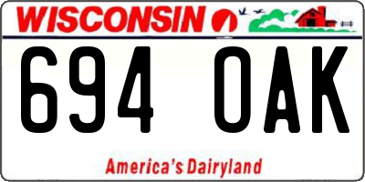 WI license plate 694OAK
