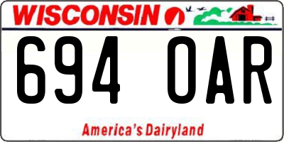 WI license plate 694OAR