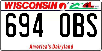 WI license plate 694OBS