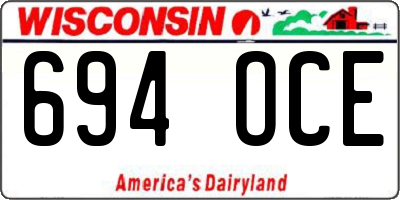 WI license plate 694OCE