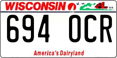 WI license plate 694OCR