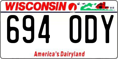 WI license plate 694ODY