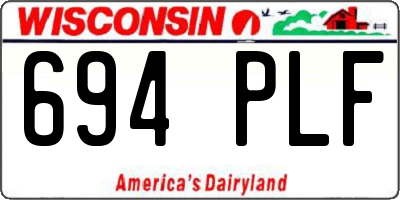 WI license plate 694PLF