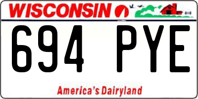 WI license plate 694PYE