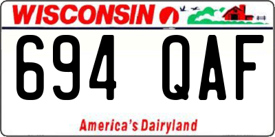 WI license plate 694QAF