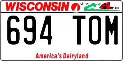 WI license plate 694TOM