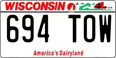 WI license plate 694TOW