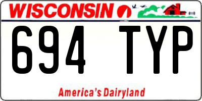 WI license plate 694TYP