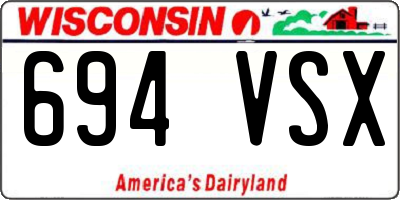 WI license plate 694VSX