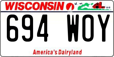WI license plate 694WOY