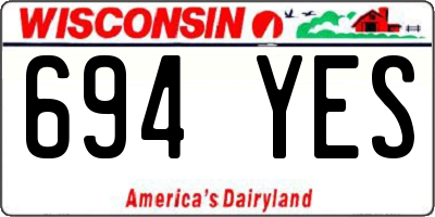 WI license plate 694YES