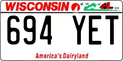 WI license plate 694YET