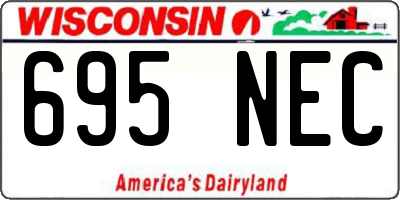 WI license plate 695NEC