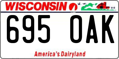 WI license plate 695OAK