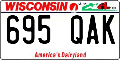 WI license plate 695QAK