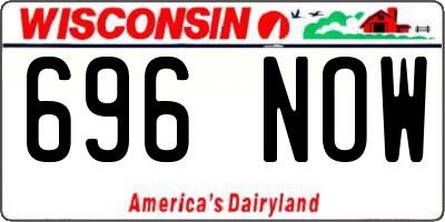 WI license plate 696NOW