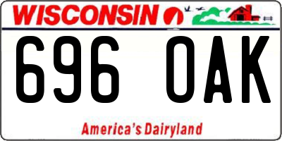 WI license plate 696OAK