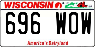 WI license plate 696WOW