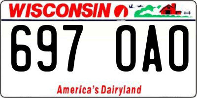 WI license plate 697OAO