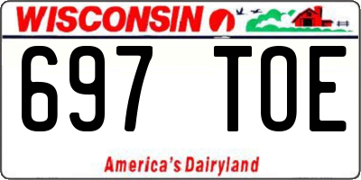 WI license plate 697TOE