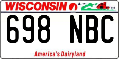 WI license plate 698NBC