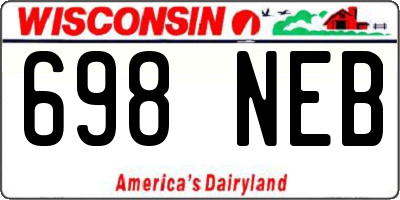 WI license plate 698NEB