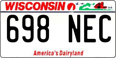 WI license plate 698NEC