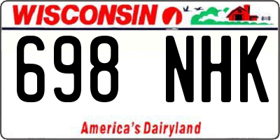 WI license plate 698NHK