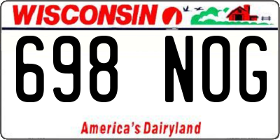 WI license plate 698NOG