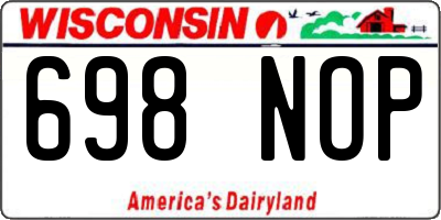 WI license plate 698NOP