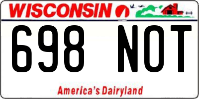 WI license plate 698NOT